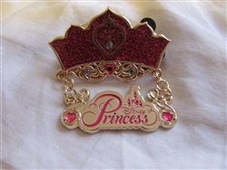 Disney Trading Pin 93527: Disney Princess - Pink Jeweled Crown with Dangle