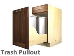 1 pullout trash and 1 drawer cabinet