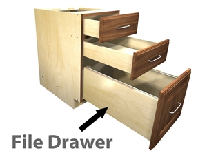 1 file drawer with 2 top drawers above