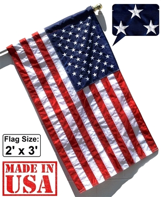 2' x 3' American Flag (Pole Sleeve) - SolarMax Outdoor Nylon