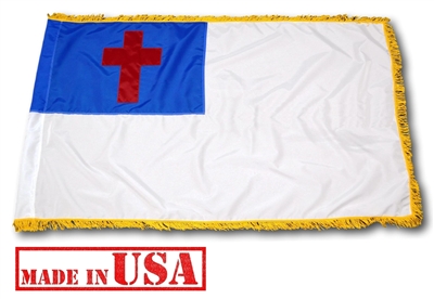 3' x 5' ChristianFlag - Nylon - Pole Sleeve and Fringe