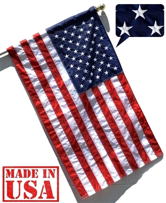 3' x 5' US Flag - Pole Sleeve and Leather Tab