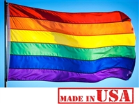 3'x5' Rainbow Flag (Sewn Stripes) Outdoor SolarMax Nylon, 100% Made in America.