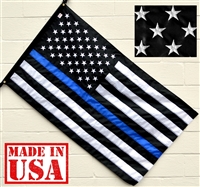 3'x5' American Thin Blue Line Flag (Embroidered Stars, Sewn Stripes) - for Police Officers