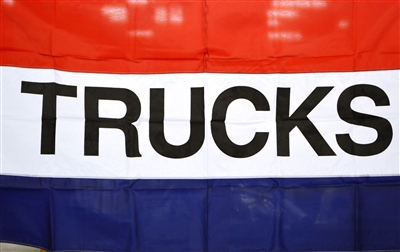 3'x5' TRUCKS Flag (Sewn Stripes) - SolarMax Nylon Message Flag.
Commercial grade for business.
