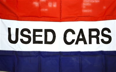 3'x5' USED CARS Flag (Sewn Stripes) - SolarMax Nylon Message Flag.
Commercial grade for business.