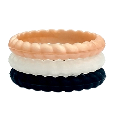 AKTYVUS&reg; Womens's Pearl Twist Silicone Wedding Band Combo Pack