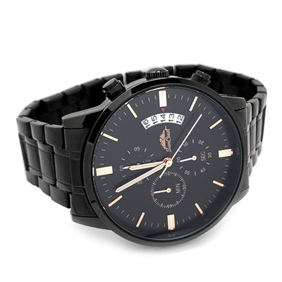 Black Stainless Steel Chronograph Watch With Date by SunCoast