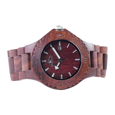 Teak Wood Watch Featuring Date by SunCoast