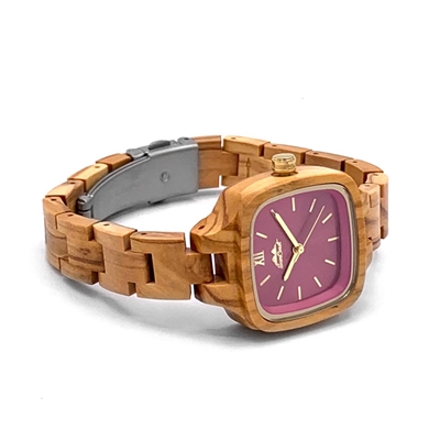 Ladies Zebrawood Watch With Pink Dial by SunCoast