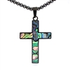 STEEL REVOLTâ„¢ Stainless Steel Cross Necklace with  Abalone Shell