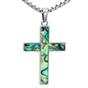 STEEL REVOLTâ„¢ Stainless Steel Cross Necklace with  Abalone Shell