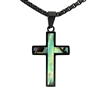 STEEL REVOLTâ„¢ Stainless Steel Cross Necklace with Abalone Shell