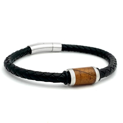 STEEL REVOLTâ„¢ Genuine Leather Bracelet with Tobacco Leaf