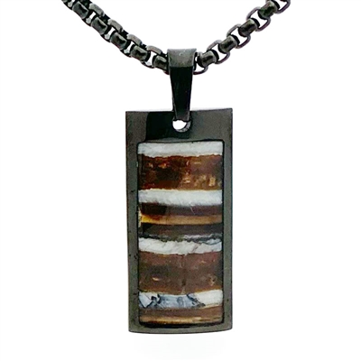 STEEL REVOLTâ„¢ Black Stainless Steel Necklace with Mammoth Tooth Inlay