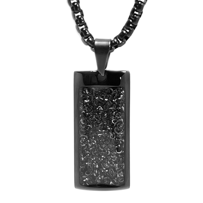 STEEL REVOLTâ„¢ Black Stainless Steel Necklace with Crushed Meteorite Inlay
