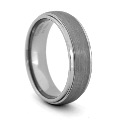 STEEL REVOLTâ„¢  Comfort Fit Domed 7mm Tungsten Carbide Wedding Ring with Satin Finish and High Polish Edges