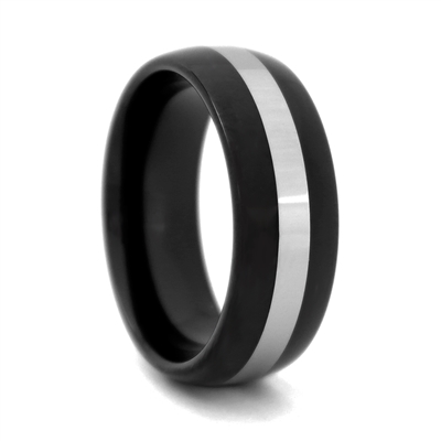 STEEL REVOLTâ„¢  Black High Polish Tungsten Carbide with Silver Center