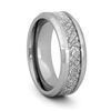 STEEL REVOLTâ„¢ Comfort Fit Tungsten Carbide Wedding Ring with Beveled Edges and  Meteorite-Look Inlay