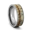 STEEL REVOLTâ„¢ Comfort Fit Tungsten Carbide Wedding Ring with Antler and Koa Wood Inlay