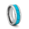 STEEL REVOLTâ„¢ Comfort Fit Tungsten Carbide Wedding Ring with Beveled Edges and Turquoise Inlay