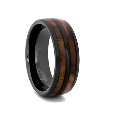 STEEL REVOLTâ„¢ Comfort Fit 8mm High-Tech Ceramic Wedding Ring With Genuine Wood from M1 Garand Rifle