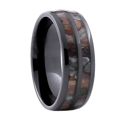 STEEL REVOLTâ„¢ Comfort Fit 8mm High-Tech Ceramic Wedding Ring With Genuine Mammoth Tooth Inlay