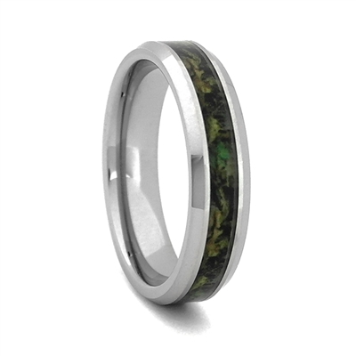 STEEL REVOLTâ„¢ Comfort Fit Tungsten Carbide Wedding Ring with High Polish Beveled Edges and Camouflage Inlay