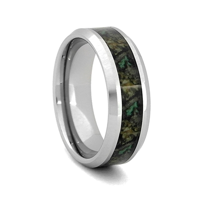 STEEL REVOLTâ„¢ Comfort Fit Tungsten Carbide Wedding Ring with High Polish Beveled Edges and Camouflage Inlay