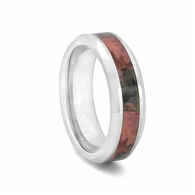 STEEL REVOLTâ„¢ Comfort Fit Tungsten Carbide Wedding Ring with High Polish Beveled Edges and Camouflage Inlay