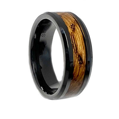 STEEL REVOLTâ„¢ BLACK JACK is a Tennessee Whiskey Band. It is an 8mm comfort fit black high-tech ceramic wedding ring with wood cut from the whiskey barrels once used by the Jack Daniel's Distillery