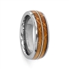 STEEL REVOLTâ„¢ Comfort Fit Domed Tungsten Carbide Wedding Ring with a Genuine Jack Daniels Whiskey Barrel Wood and Guitar String