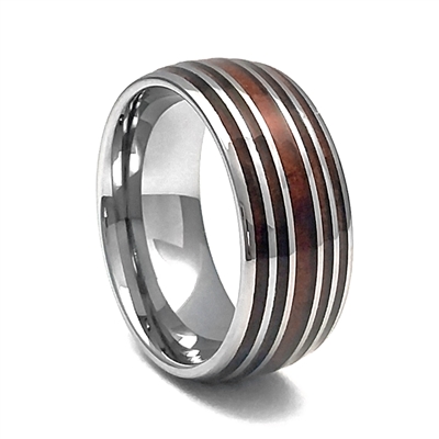 STEEL REVOLTâ„¢ Full Barrel is a Tennessee Whiskey Ring. It is a 10mm comfort fit domed tungsten carbide wedding ring with wood cut from the whiskey barrels once used by the Jack Daniel's Distillery