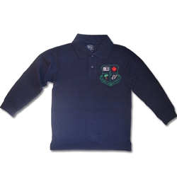 UNISEX YOUTH LONG SLEEVE NAVY POLO