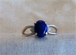 SS Lapis Oval Cabochon Split Shank Ring