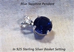 SS Pendant w/ Round Blue Sapphire