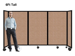 6Ft Tall Portable Room Divider Partition on Wheels