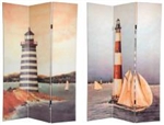 6 ft. Tall Double Sided Lighthouses Canvas Room Divider Screen
