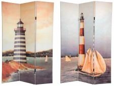 6 ft. Tall Double Sided Lighthouses Canvas Room Divider Screen