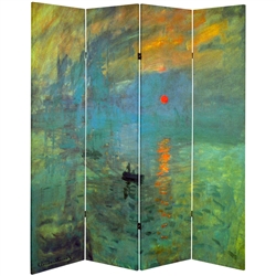 6 ft. Tall Double Sided Works of Monet Canvas Room Divider - Impression Sunrise/Houses of Parliament  1