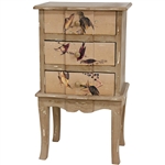 Rustic Peaceful Birds Three Drawer End Table