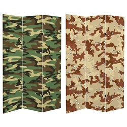 6 ft. Tall Double Sided Camouflage Canvas Room Divider