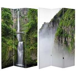 6 ft. Tall Double Sided Mountaintop Waterfall Canvas Room Divider Screen