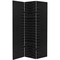 6 ft. Tall Double Sided Black Crocodile Print Canvas Room Divider