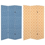 6 ft. Tall Double Sided Mediterranean Patterns Canvas Room Divider