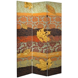 7 ft. Tall Double Sided October Gold Canvas Room Divider Screen