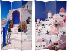 6 ft. Tall Double Sided Santorini Greece Room Divider