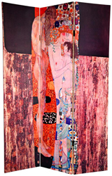 6 ft. Tall Double Sided Works of Klimt Room Divider - Block Bauer/Three Ages of Woman