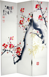 6 ft. Tall Double Sided Cherry Blossoms and Love Canvas Room Divider