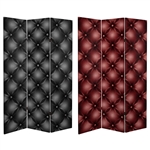 6 ft. Tall Double Sided Tufted Leather Print Canvas Room Divider